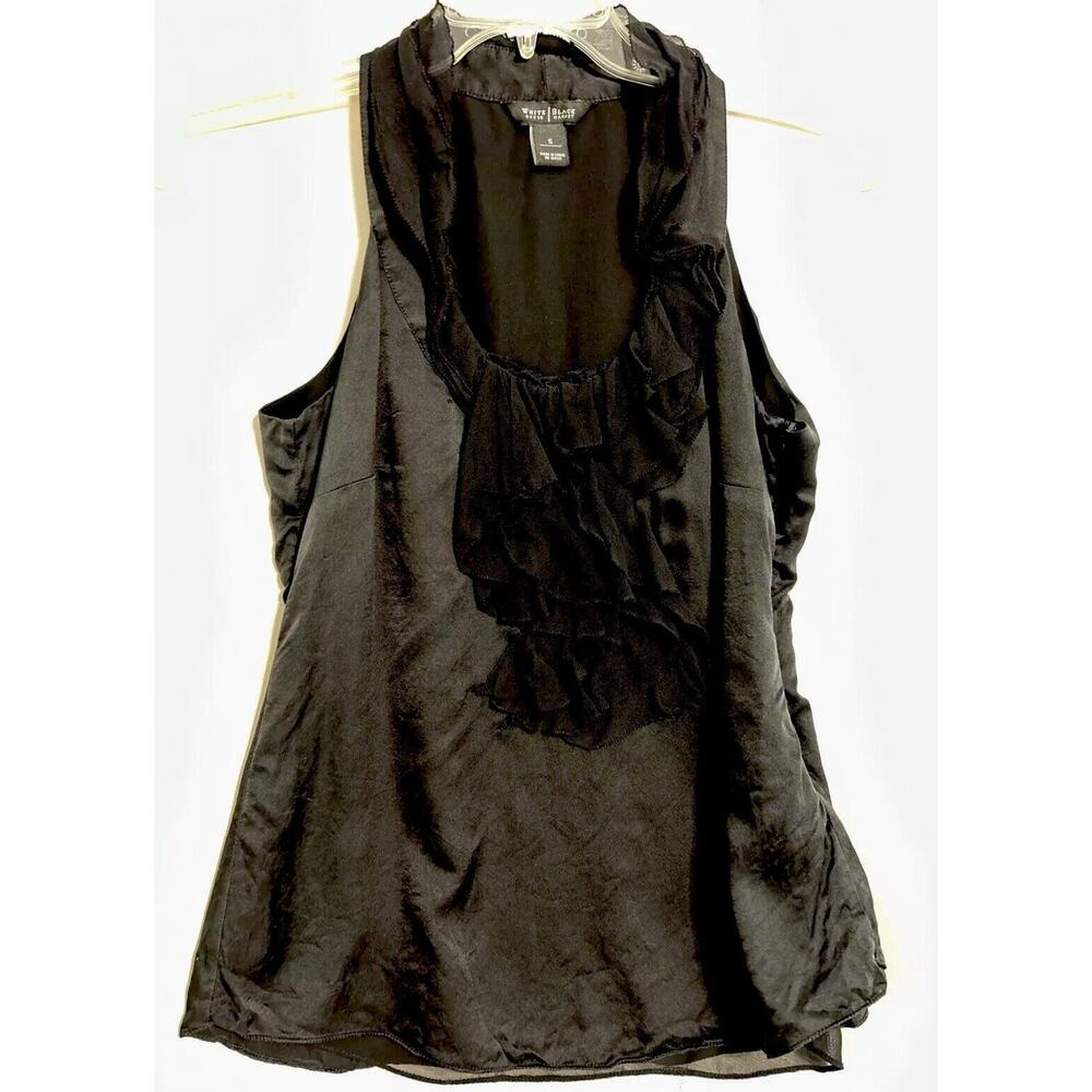 WHBM black silk size small sleeveless top ruffles dark fairy whimsigoth